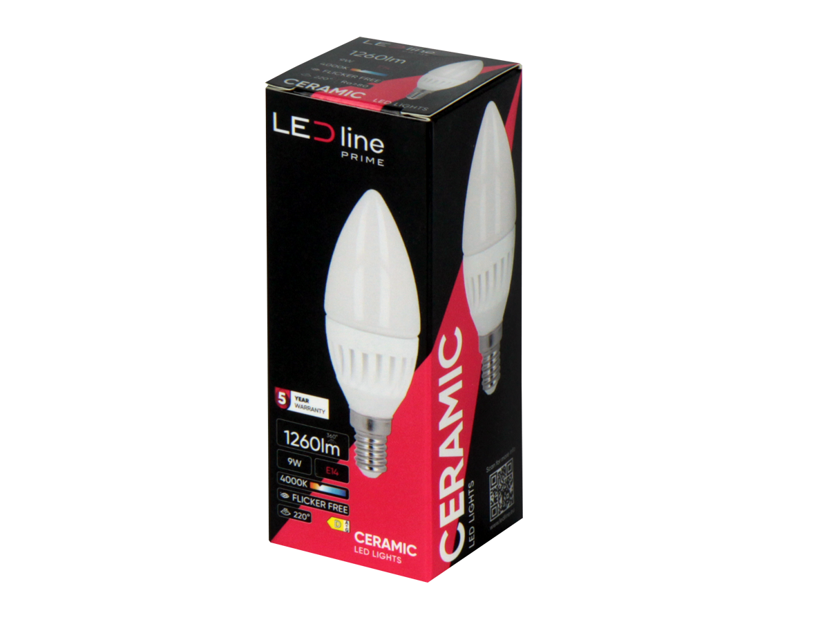 LED-lamp E14 4000K 9W 1170lm 230V 220 ° C37 DIM Keramische prime