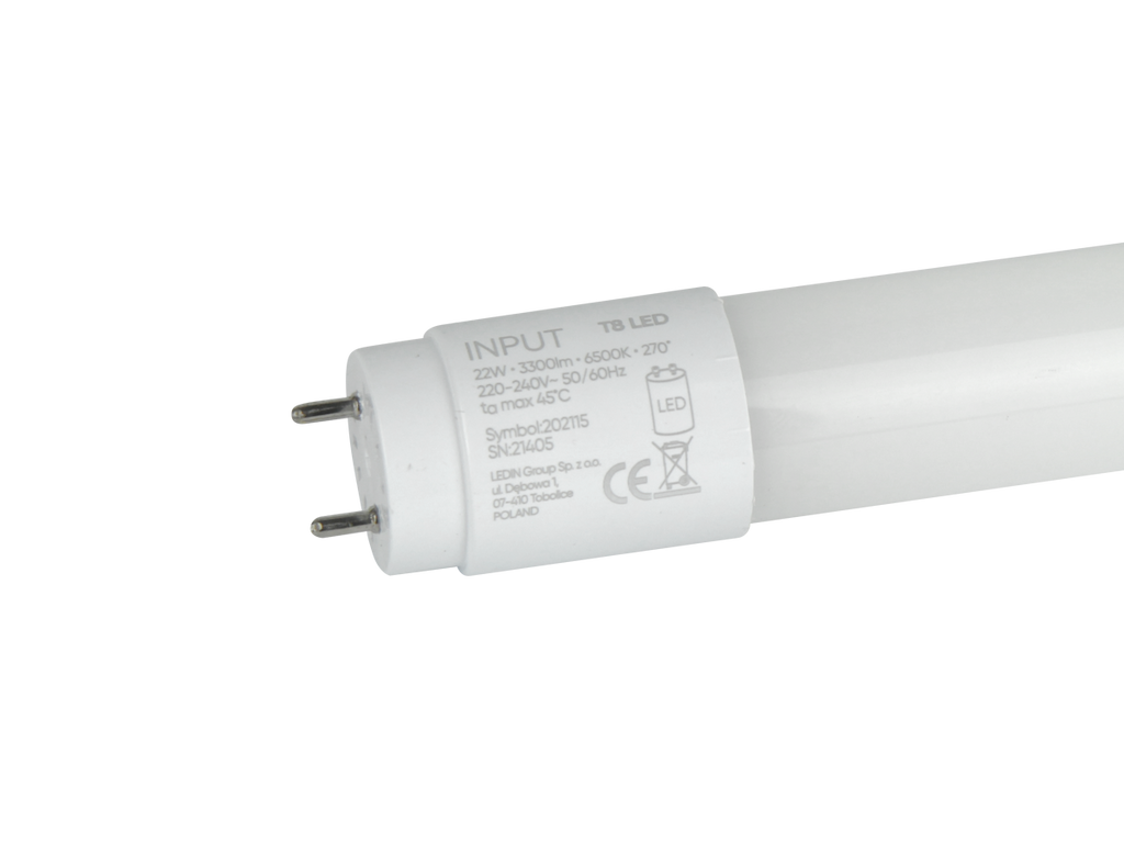 LED lamp T8 G13 6500K 22W 3300lm 230V 270 ° PRIME glas