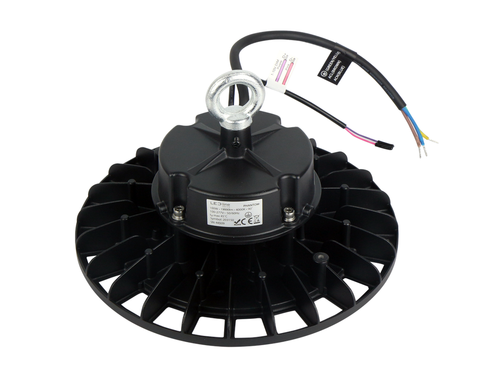 Highbay Armatuur PHANTOM 4000K 100W 19000lm 90° IP65 zwart PRIME 1-10V