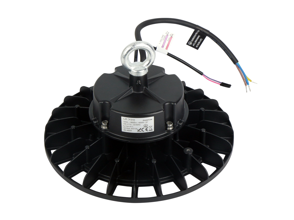 Highbay Armatuur PHANTOM 4000K 70W 13300lm 120° IP65 zwart PRIME 1-10V