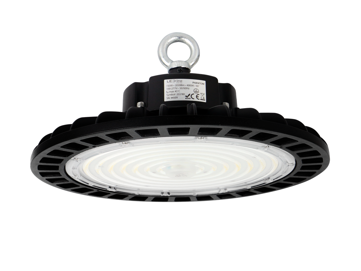 Highbay Armatuur PHANTOM 4000K 150W 28500lm 120° IP65 zwart PRIME 1-10V
