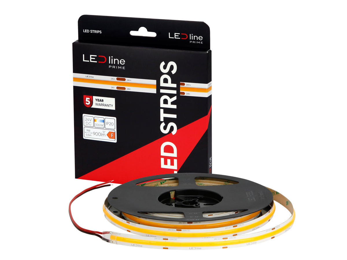 LED-strip 480 COB 24V 3000K 18W IP20 10mm 5m 1800lm/m PRIME