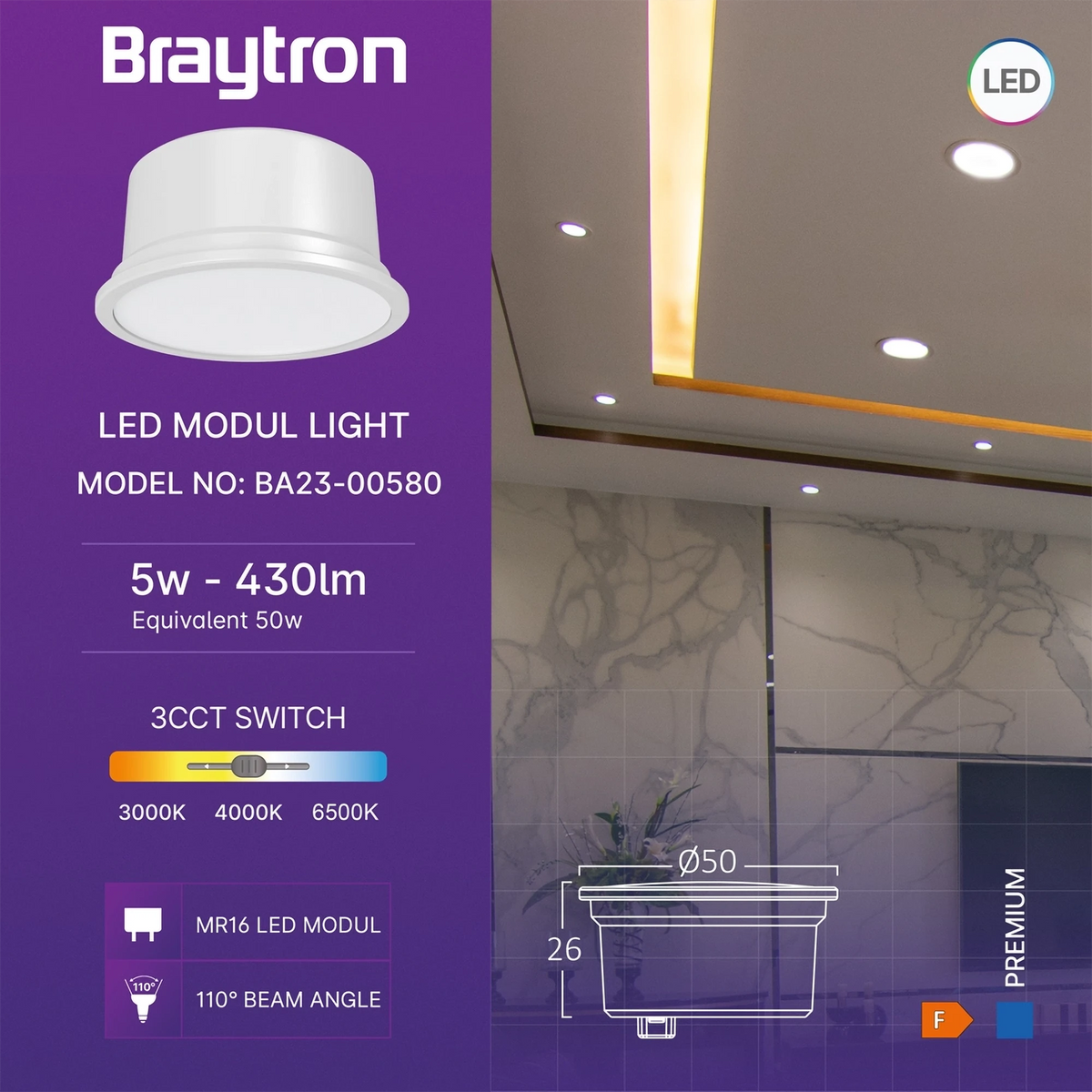 Braytron Premium LED Module 5W 3IN1 110D