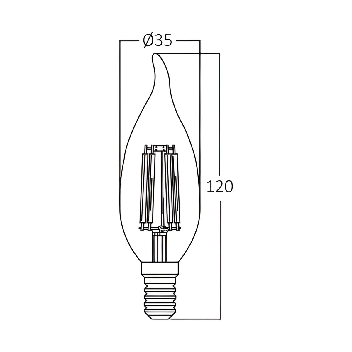 Braytron Advance LED Lamp 6W E14 3000K Transparant C35T