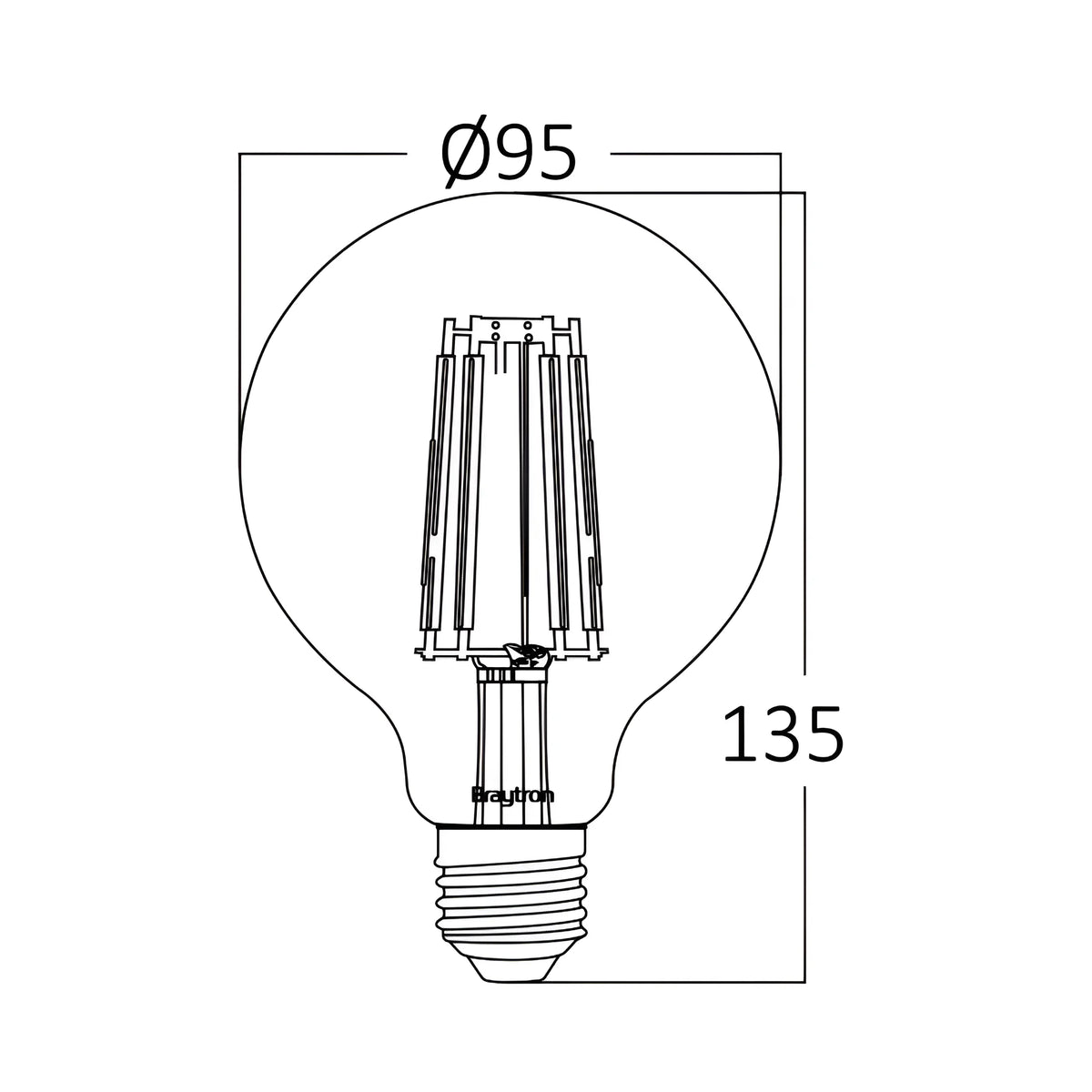 Braytron Advance LED Lamp 8W E27 3000K Transparant G95 DIM
