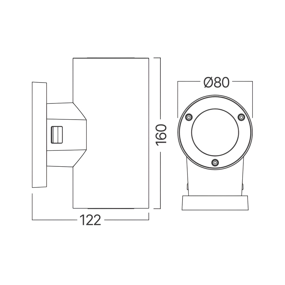 Braytron Rita Wandlamp IP65 Zwart R 2xGU10
