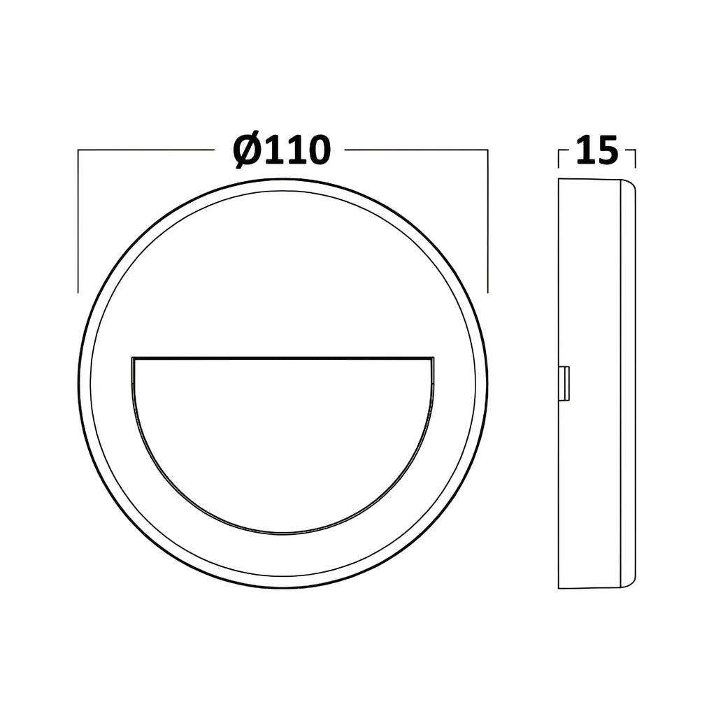 Braytron Vekta Wandlamp 3W IP65 Zwart B RND 3IN1