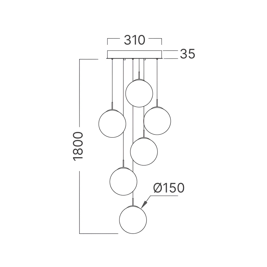 Braytron S003R Hanglamp 6H 6xG9 AMB