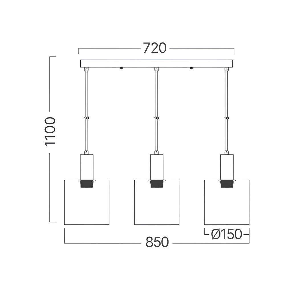 Braytron S007S Hanglamp 3H 3xE27 SMK