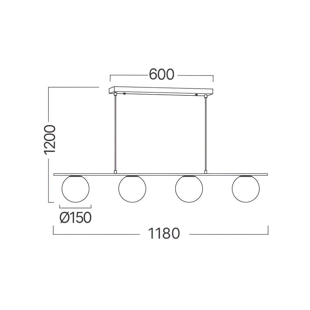Braytron S013S Hanglamp Zwart 4H 4xG9 OPL