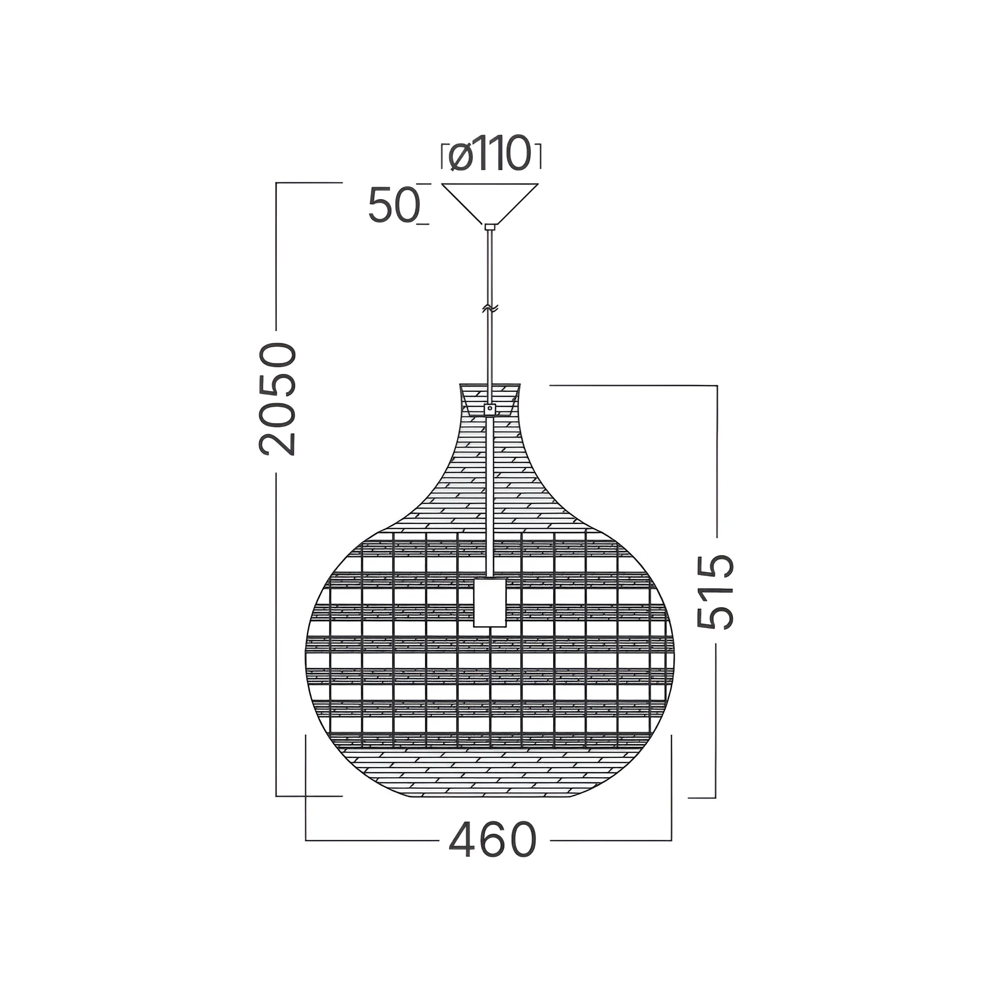 Braytron D003R Hanglamp 1H 1xE27 RTN