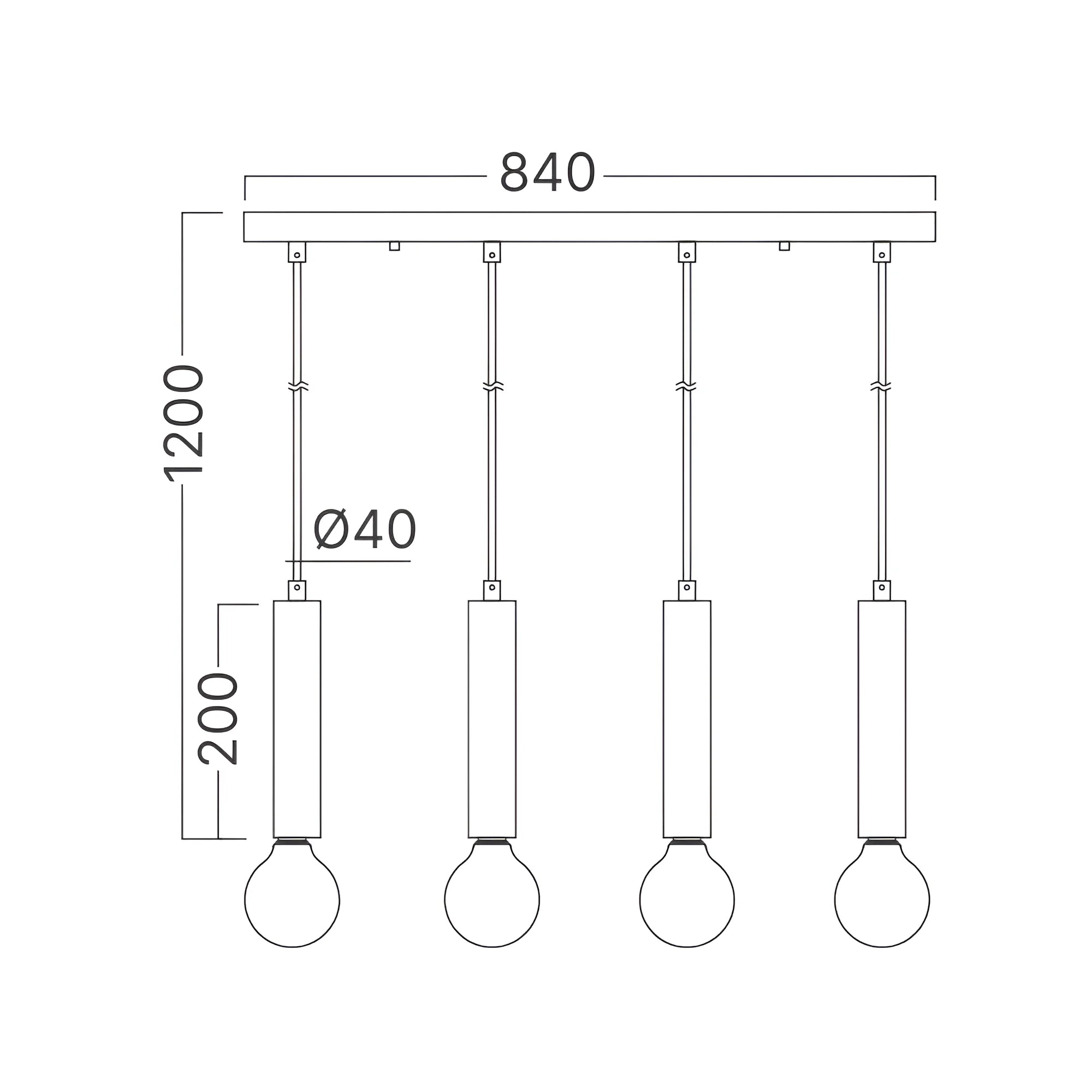 Braytron G005S Hanglamp Zwart 4H 4xE27