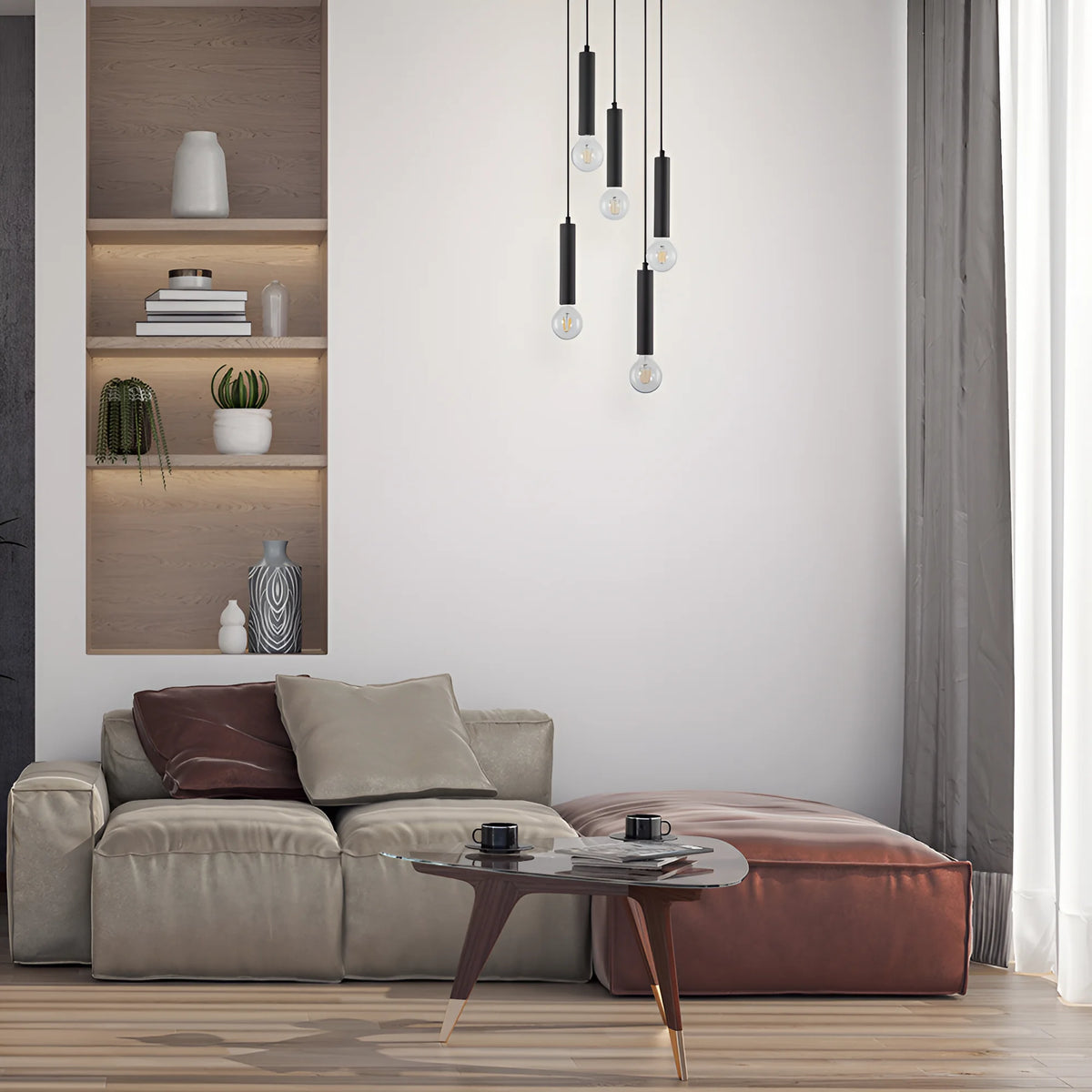 Braytron G005R Hanglamp Zwart 5H 5xE27