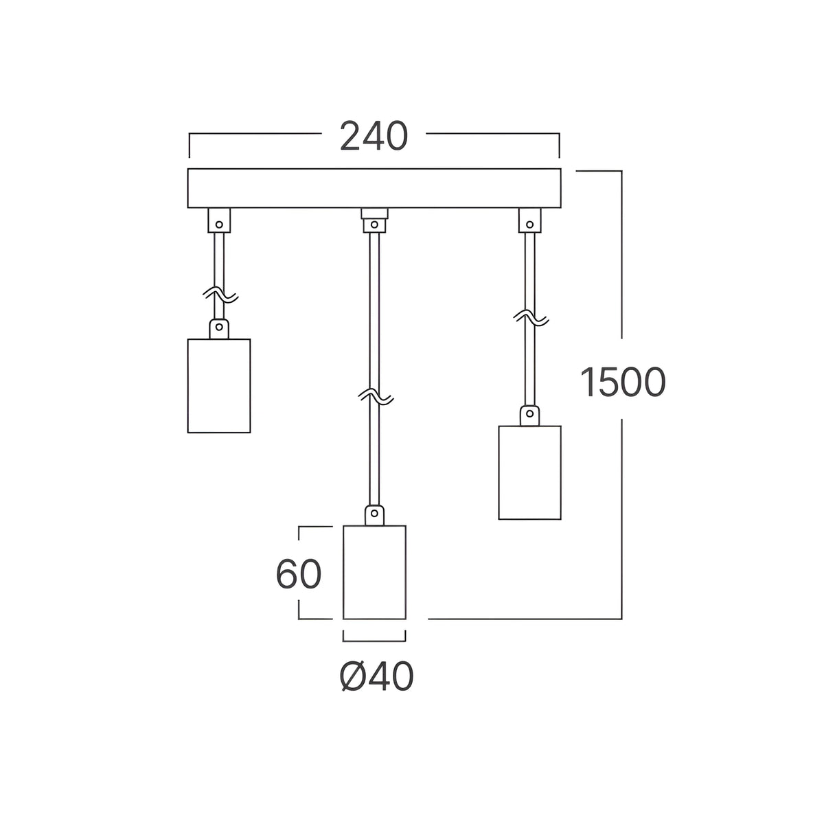 Braytron G006R Hanglamp Zwart 3H 3xE27