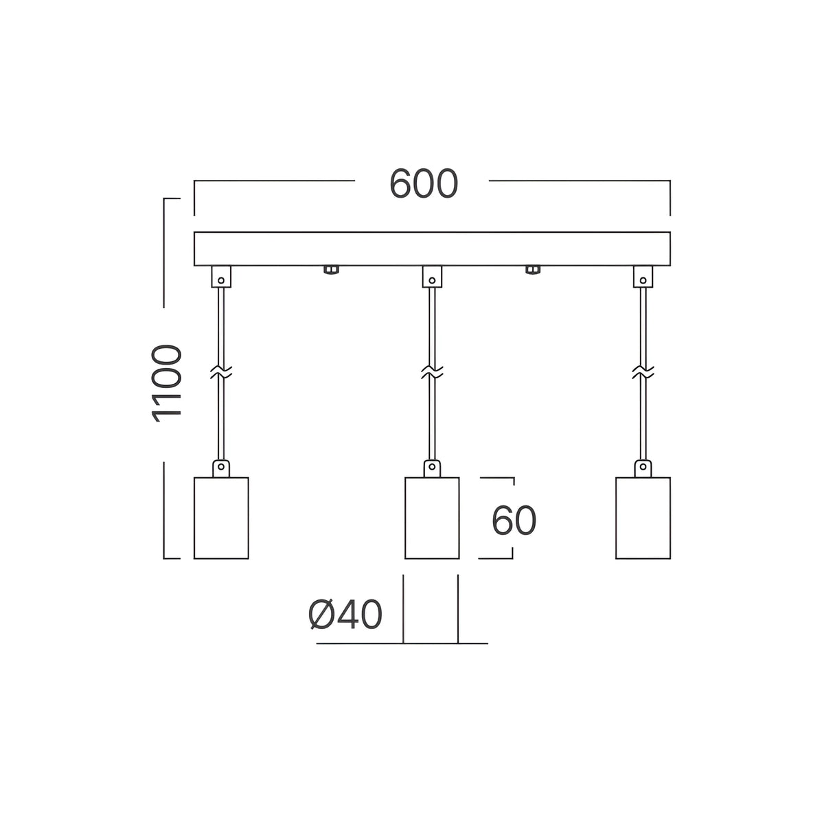 Braytron G006S Hanglamp Zwart 3H 3xE27