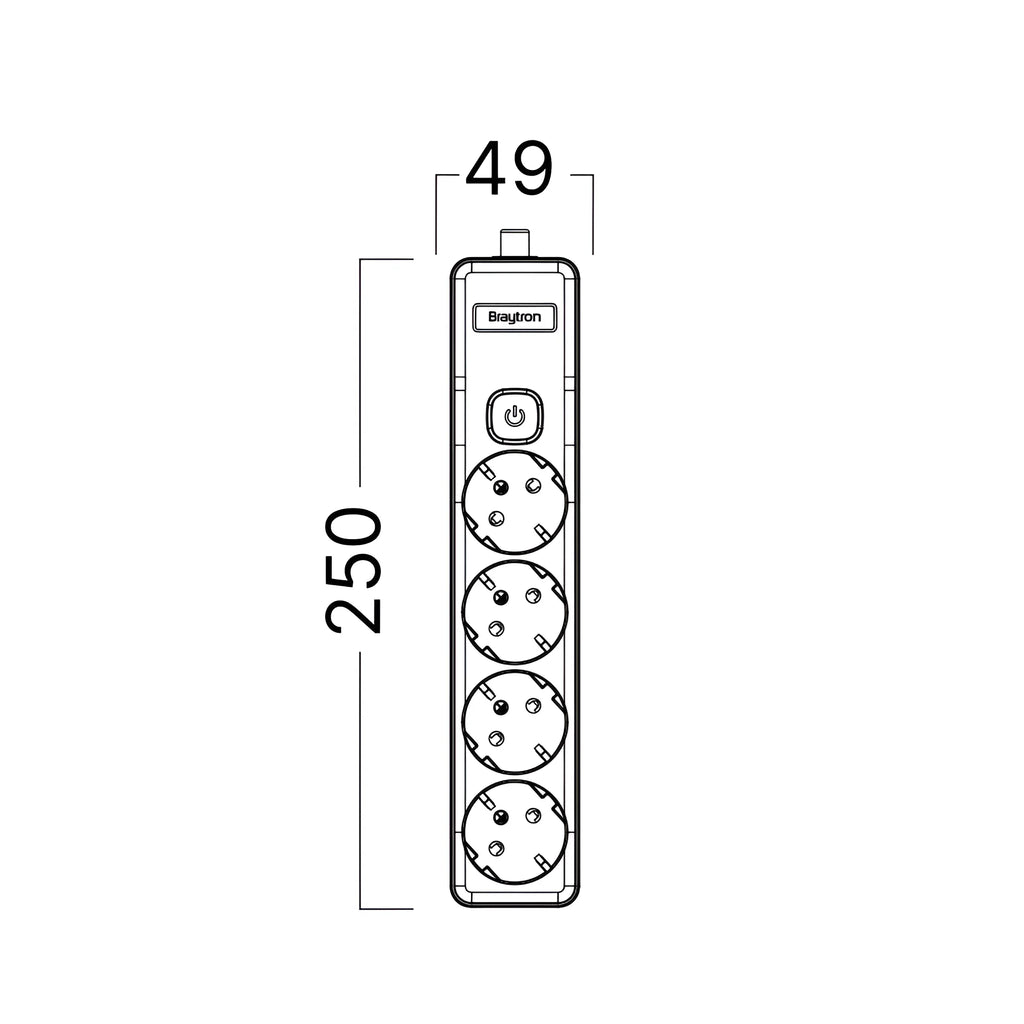 Braytron Xline Verlengsnoer met stekkerdoos 4WAY EU SWC W/O CABLE