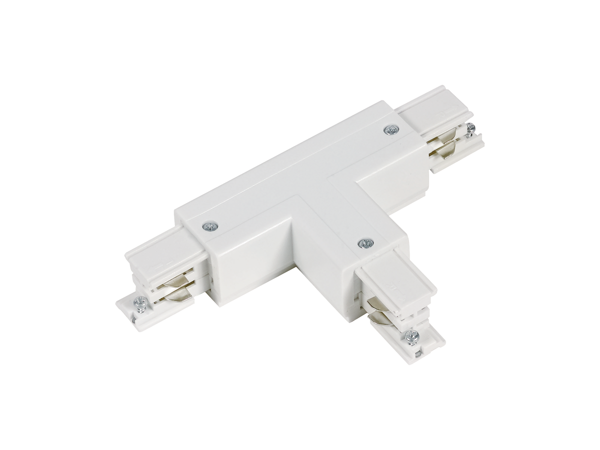 T-connector voor LUMICANTO POWERTRACK railbaan rechts wit met voeding PRIME