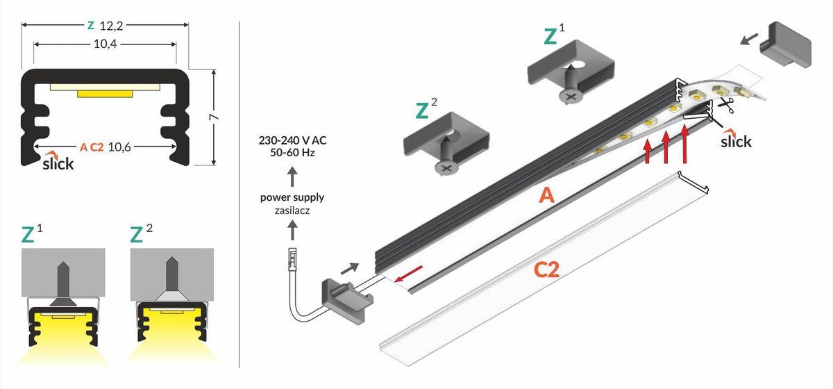 SLIM8 A/Z profiel 2000 alu.sur.