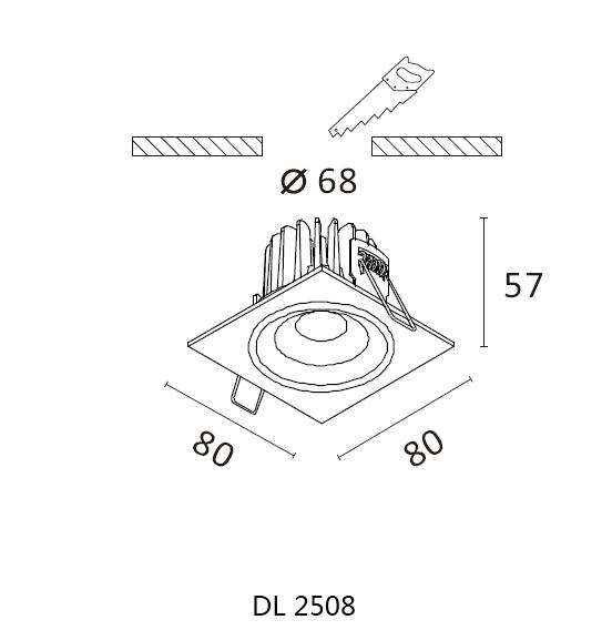 DL zwart vierkant dimbaar vast 8W IP44 2700K 36? z.driver - Afbeelding 2