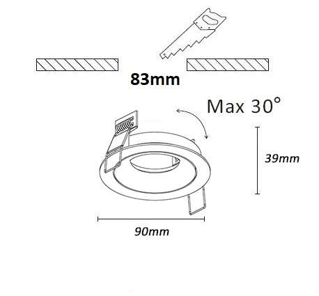 DL 1l zwart rond "Alice" ins.moveable GU10 35W IP20 - Afbeelding 3