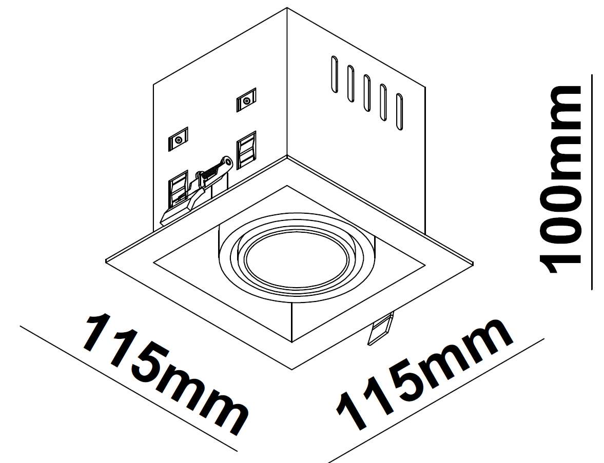 DL 1l zwart ''Tavira" vierkant met rand 115x115x100mm GU10 - Afbeelding 4