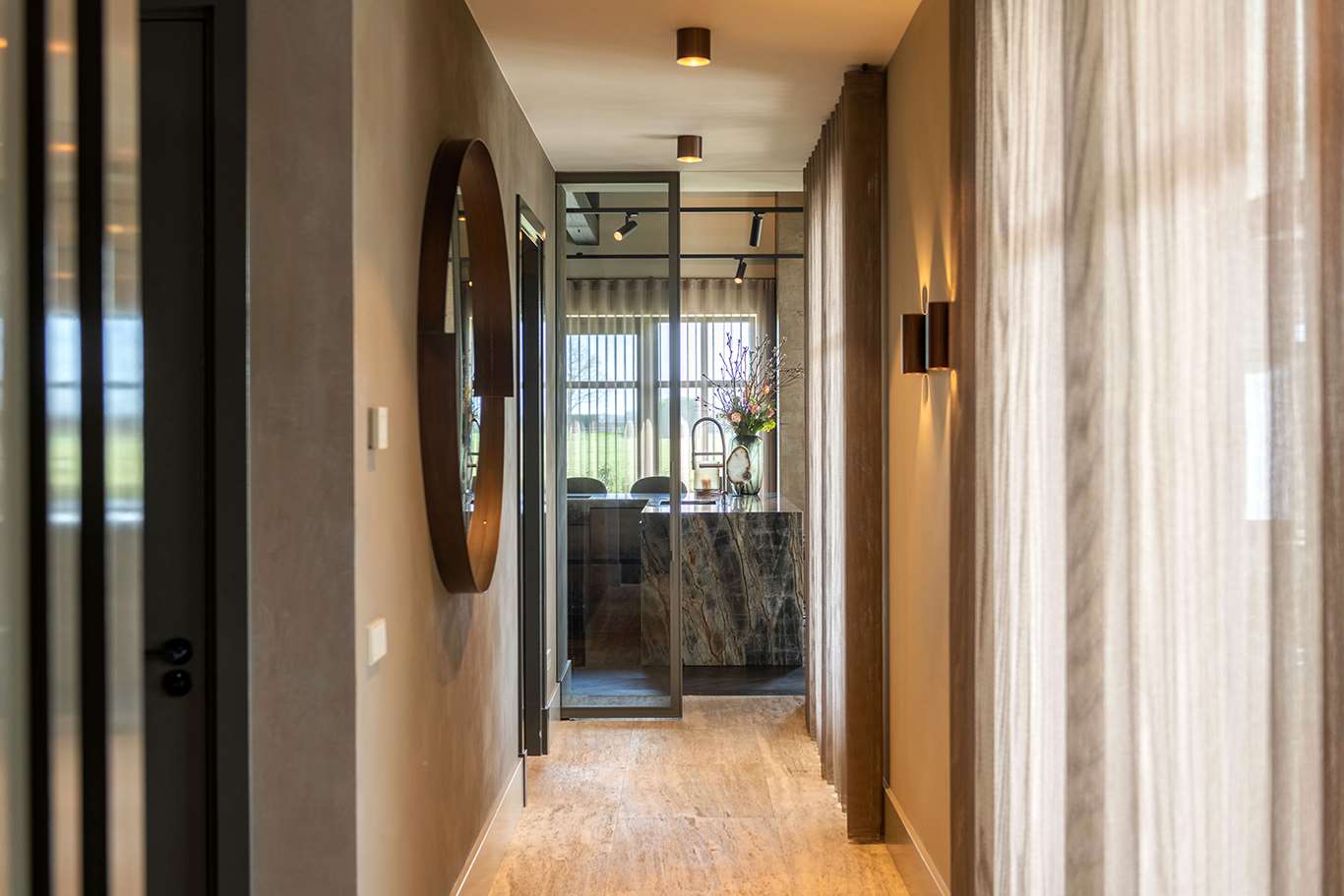 Plafondlamp 1l brons geborsteld "Orleans" ?11cm 10h LED 7W 805lm dim - Afbeelding 3