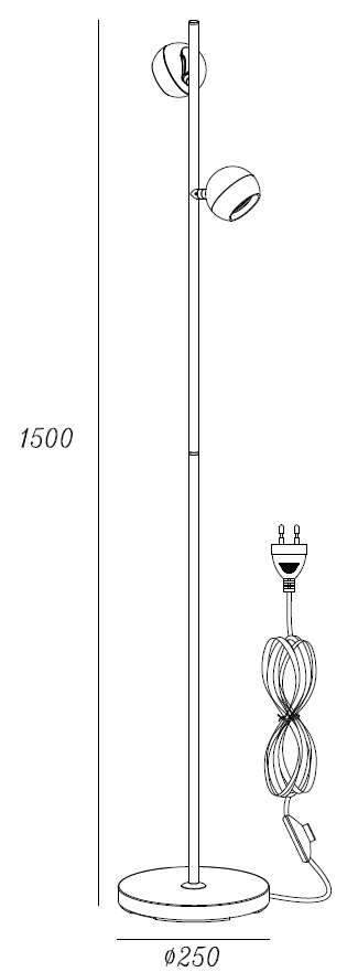 Vloerlamp 2l zwart "Bolero" 150h spots ?9cm excl GU10 - Afbeelding 4