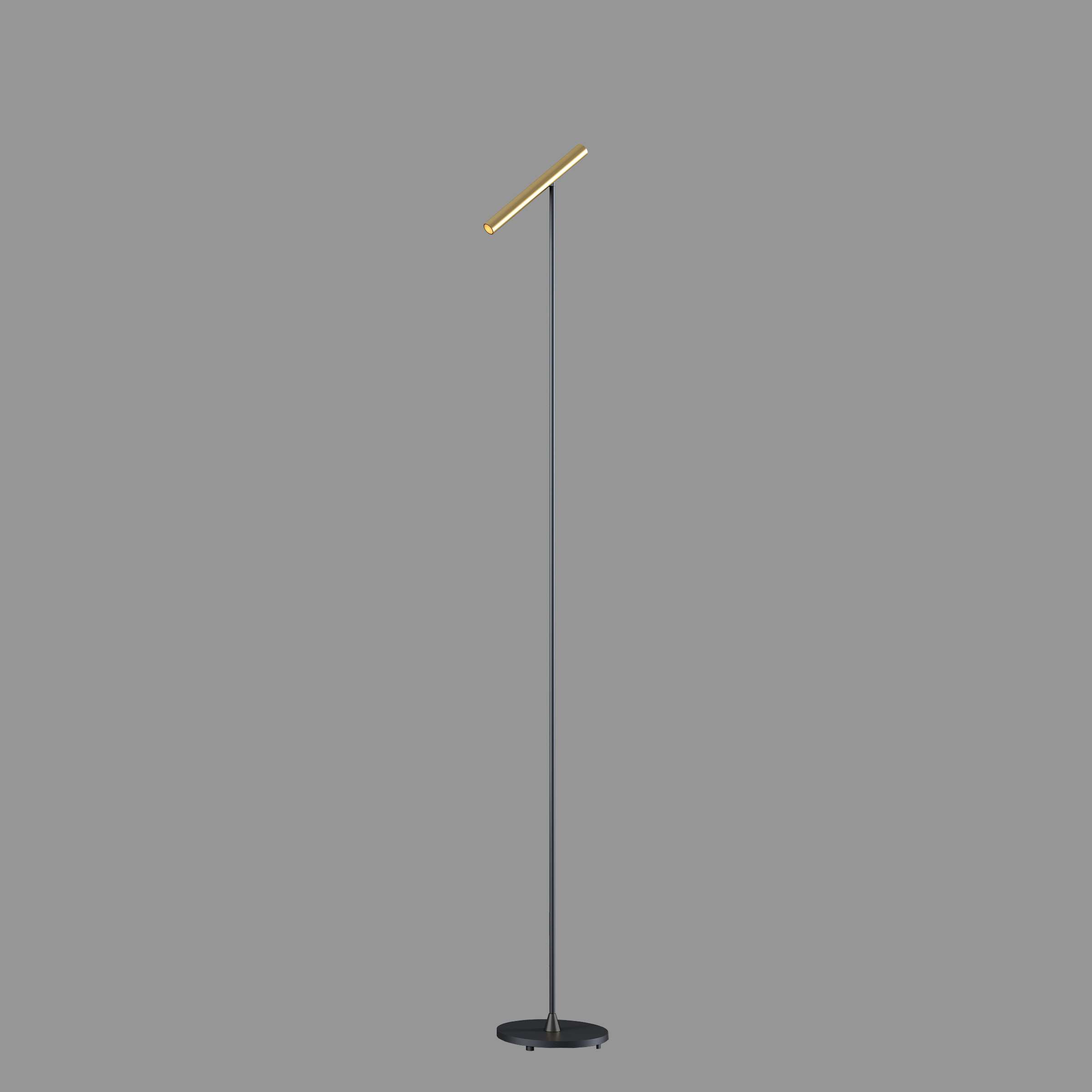 Vloerlamp 1l zw/goud leeslamp "Kansas" LED 6W 2700K 630lm touchdim - Afbeelding 2