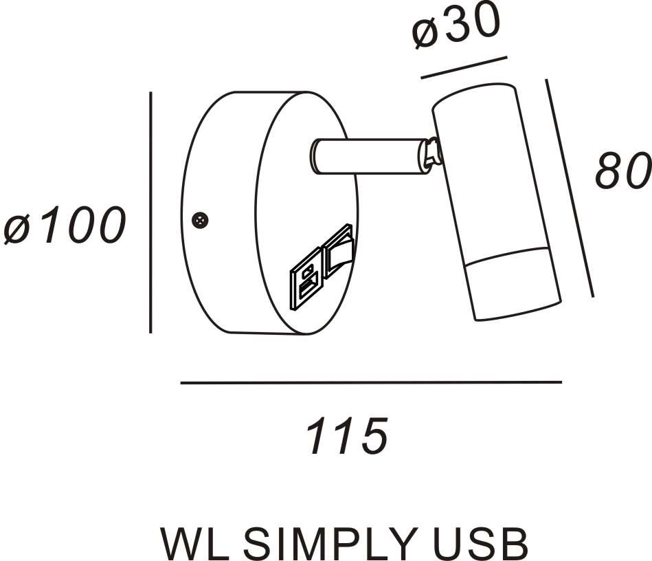 WL 1l zwart "SimPlafondlampy" ?10x3cm LED 3W 3000K 260lm + schakelaar - Afbeelding 3