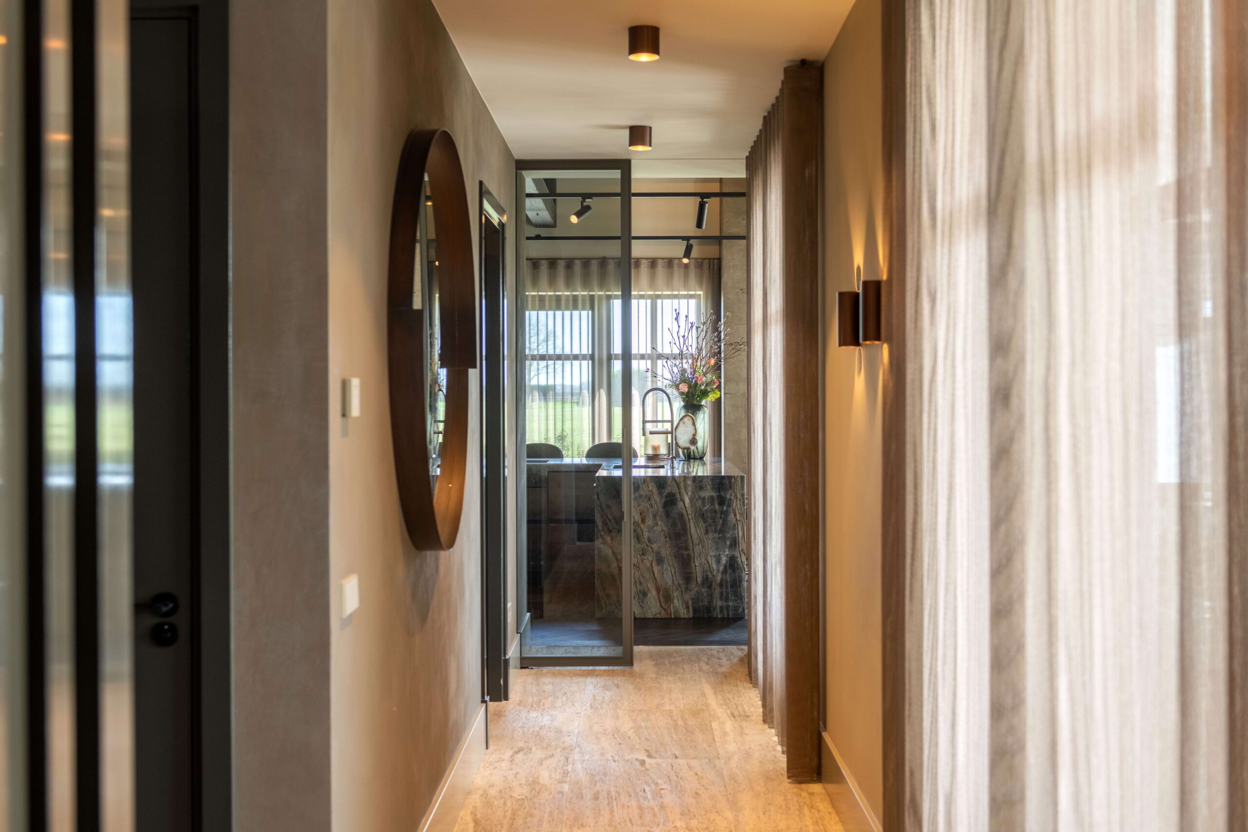 Plafondlamp 1l brons geborsteld "Orleans" ?11cm 10h LED 7W 805lm dim - Afbeelding 2