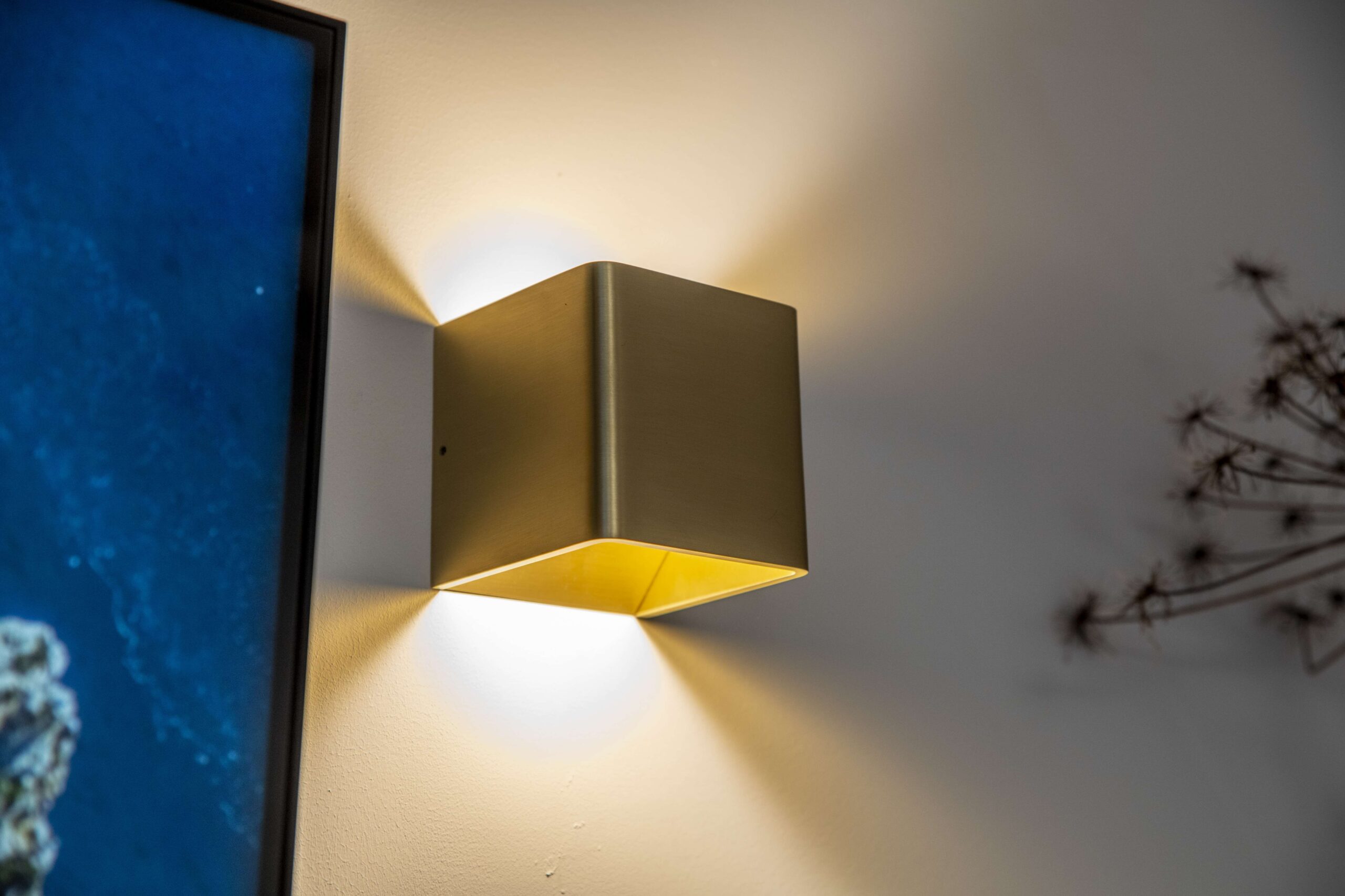 Wandlamp 1l goud geborsteld "Fulda" 10x10x10cm LED 6W 2700K 690lm - Afbeelding 3