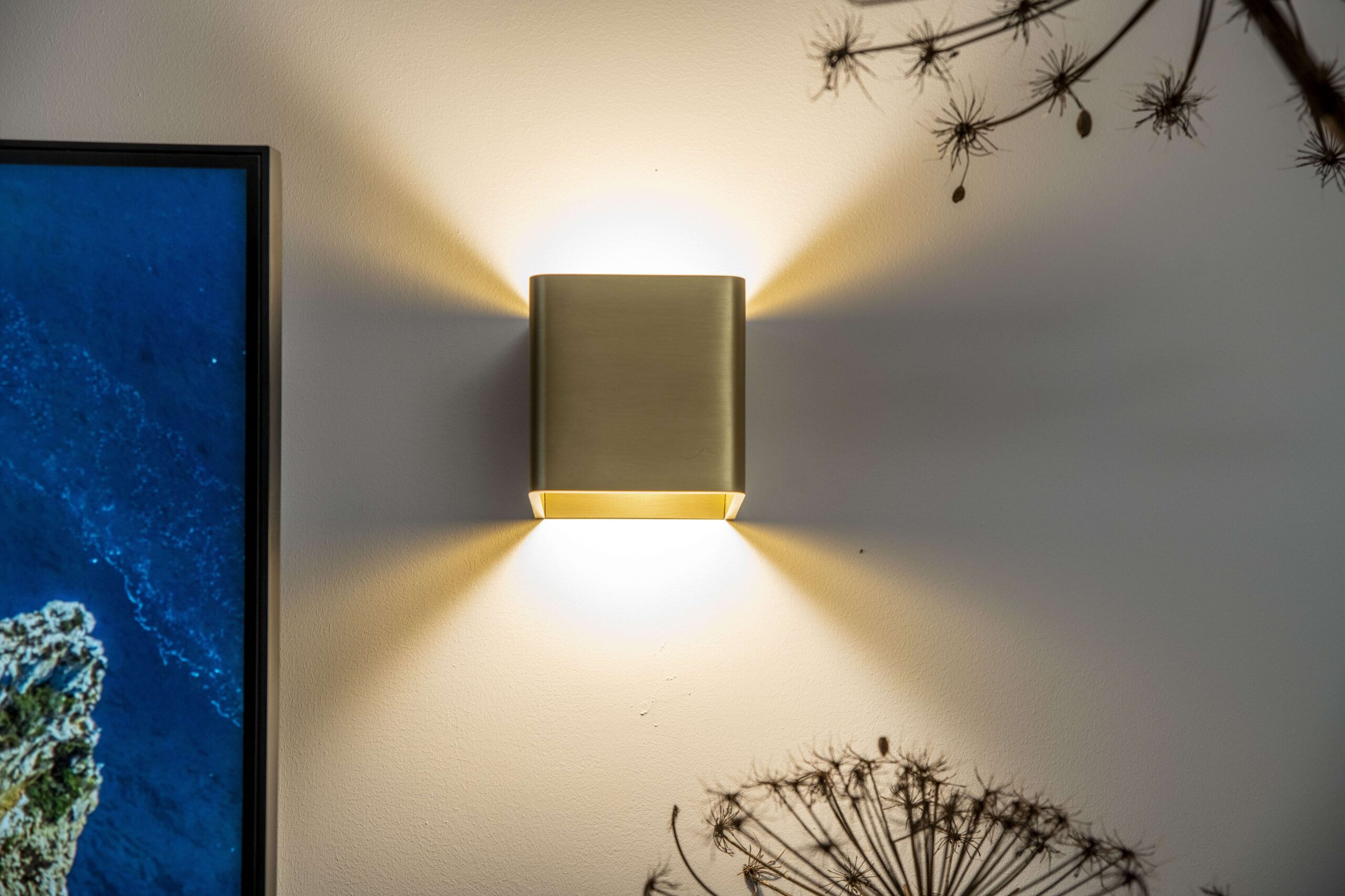 Wandlamp 1l goud geborsteld "Fulda" 10x10x10cm LED 6W 2700K 690lm - Afbeelding 5