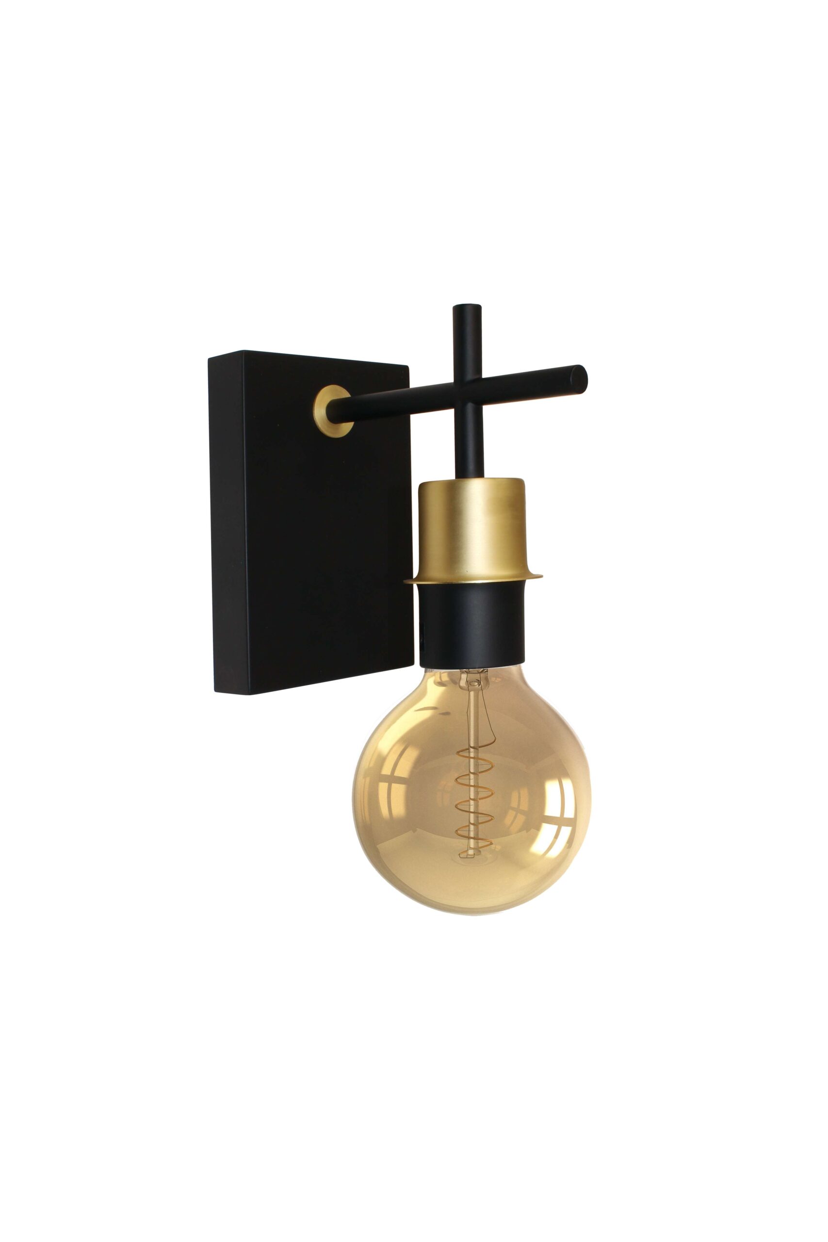 Wandlamp 1l zwart/mat goud "Mokka" E27 excl. kap - Afbeelding 2